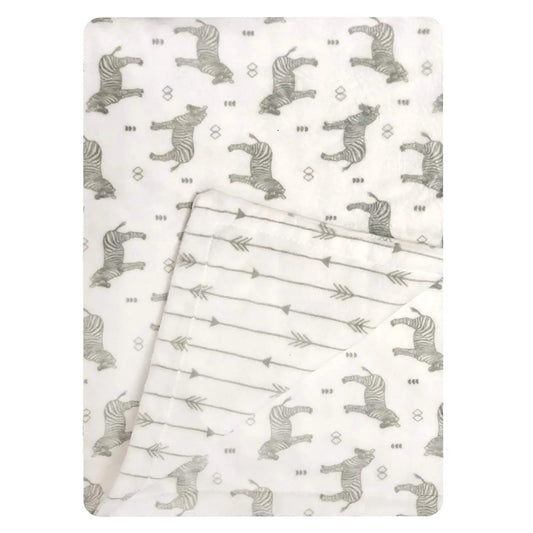 Modern Zebra Plush Baby Blanket