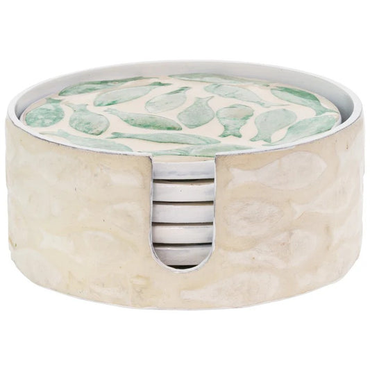 Mother Of Pearl Swirling Fish Coasters (Set of 6)