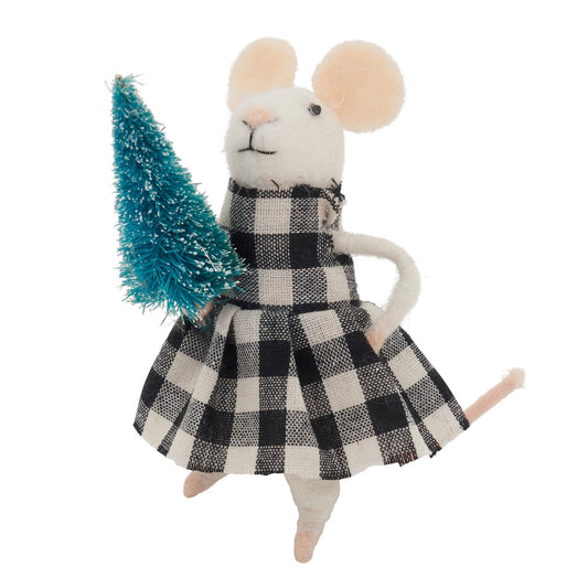 Mouse - Buffalo Plaid Check Dress with Christmas Tree