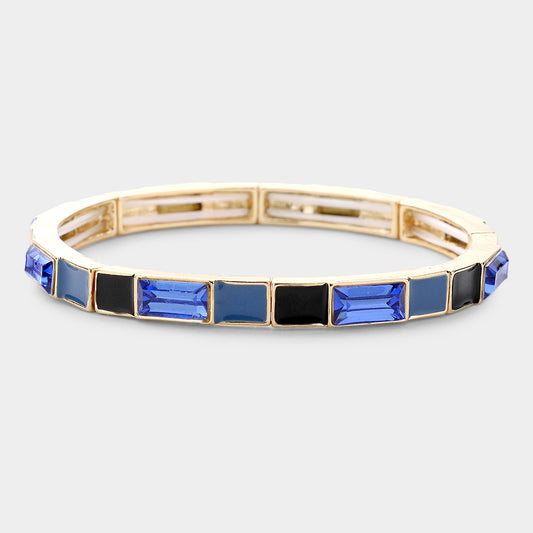 Multi Color Block Stretch Bracelet (Blue)