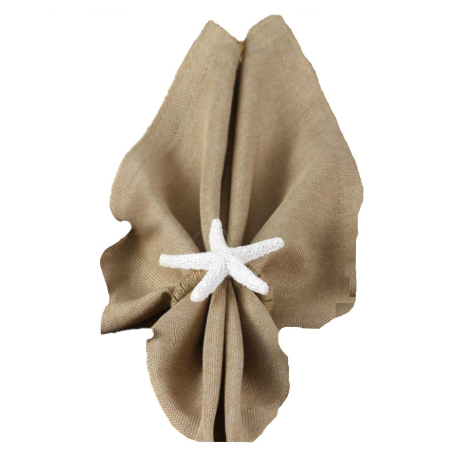 White Starfish Coastal Beachy Napkin Rings (Set of 4)