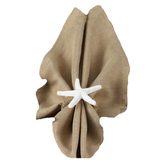 White Starfish Coastal Beachy Napkin Rings (Set of 4)