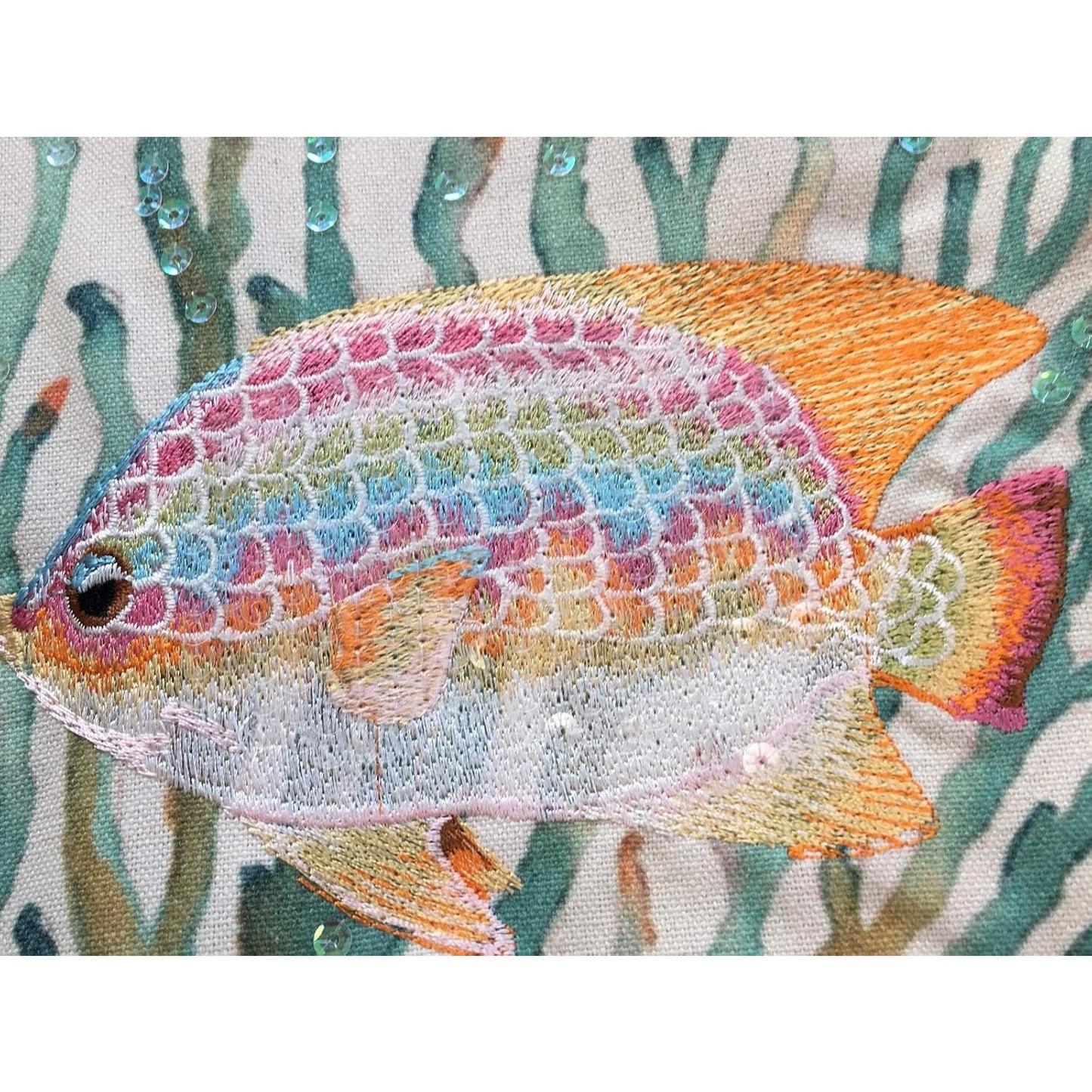Embroidered Fish & Coral Table Runner