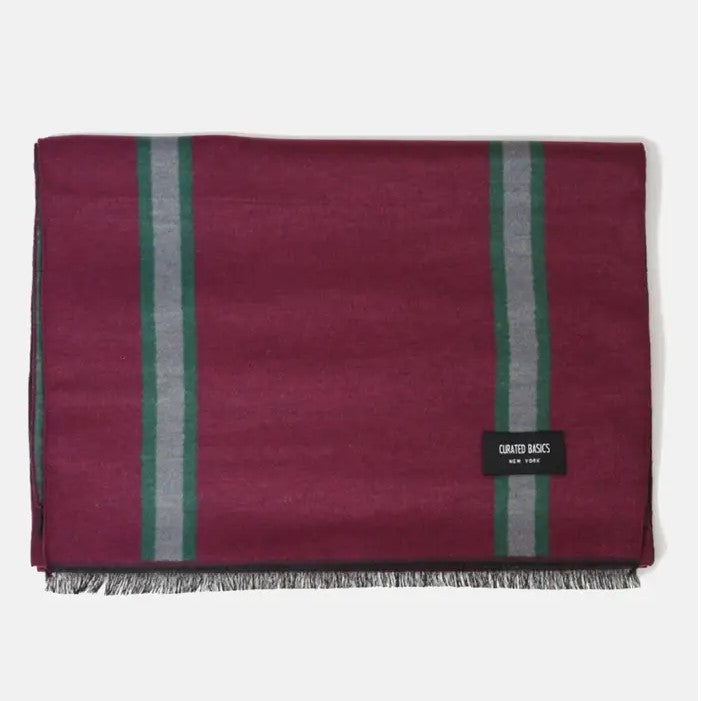 Oxblood Stripes Brushed Silk Scarf