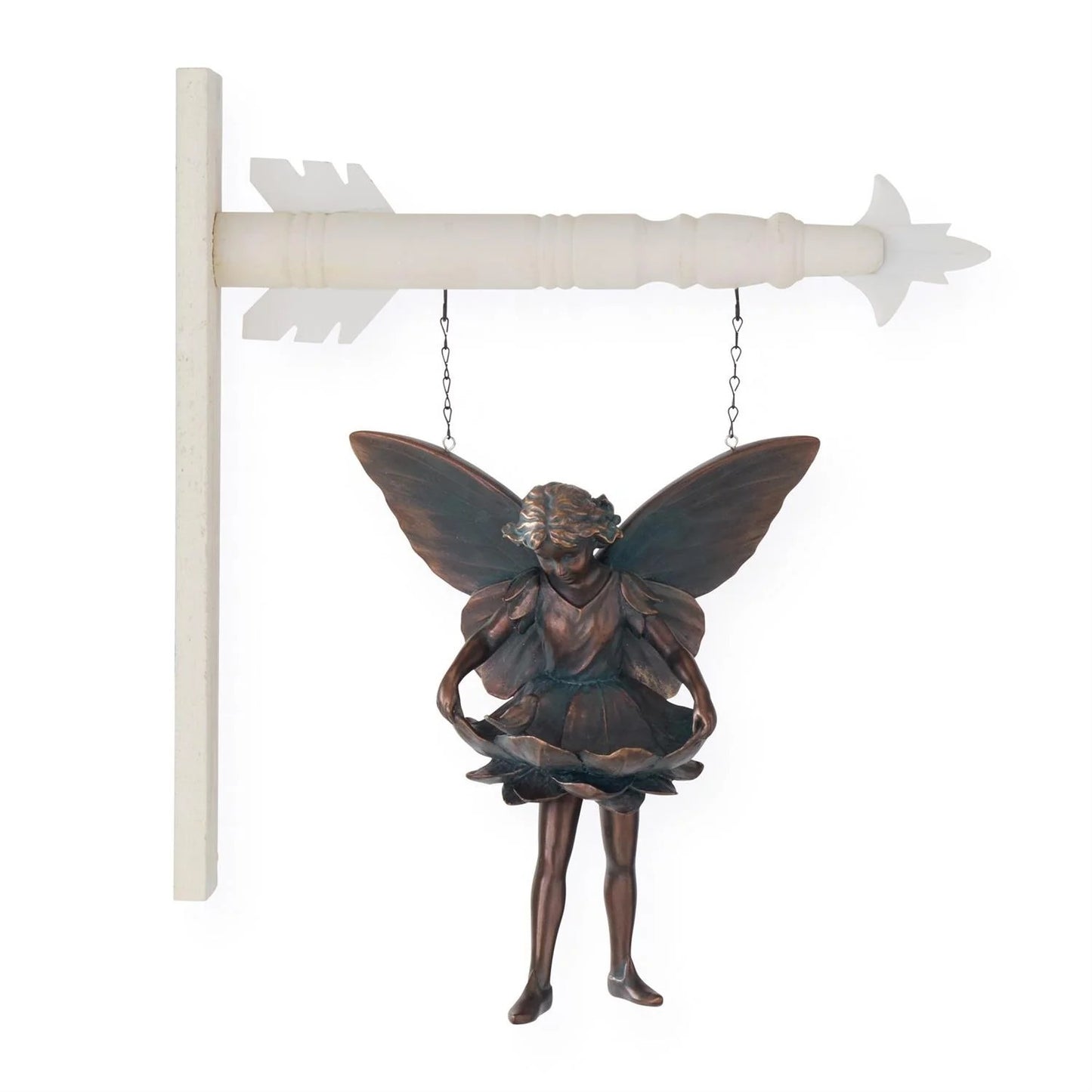 Patina Green & Copper Resin Fairy Bird Bath Arrow Replacement Sign