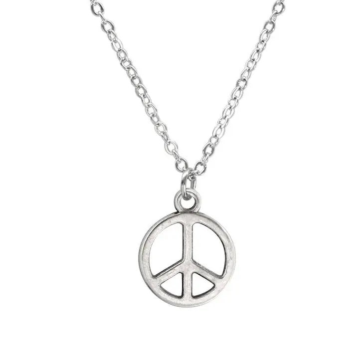 Silver Peace Charm Pendant Necklace