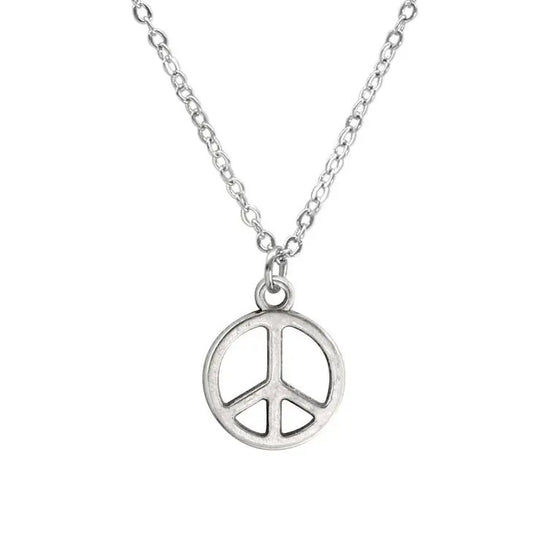 Silver Peace Charm Pendant Necklace