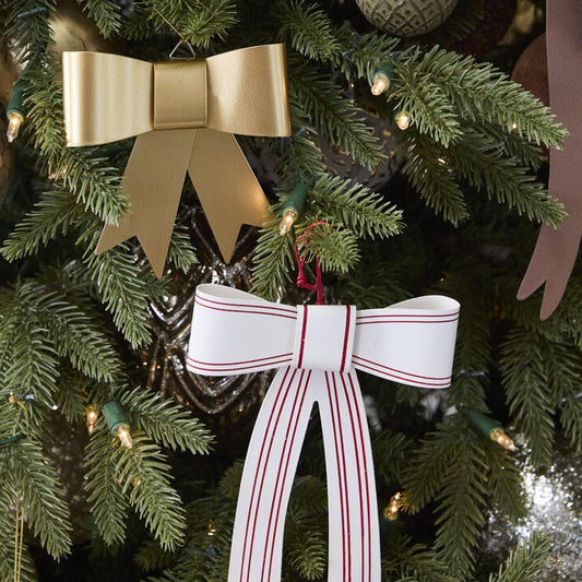 Gold Metal Bow Christmas Tree Ornament