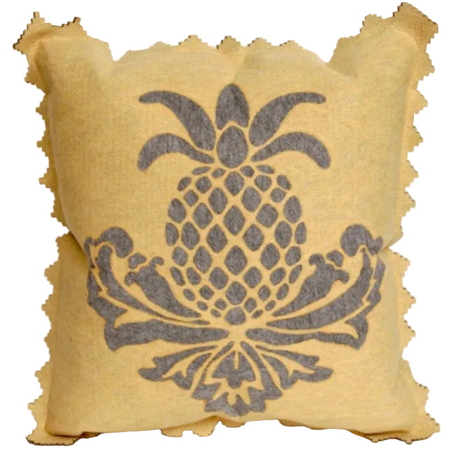 Pineapple Outdoor Indoor Pillow (Yellow & Grey)