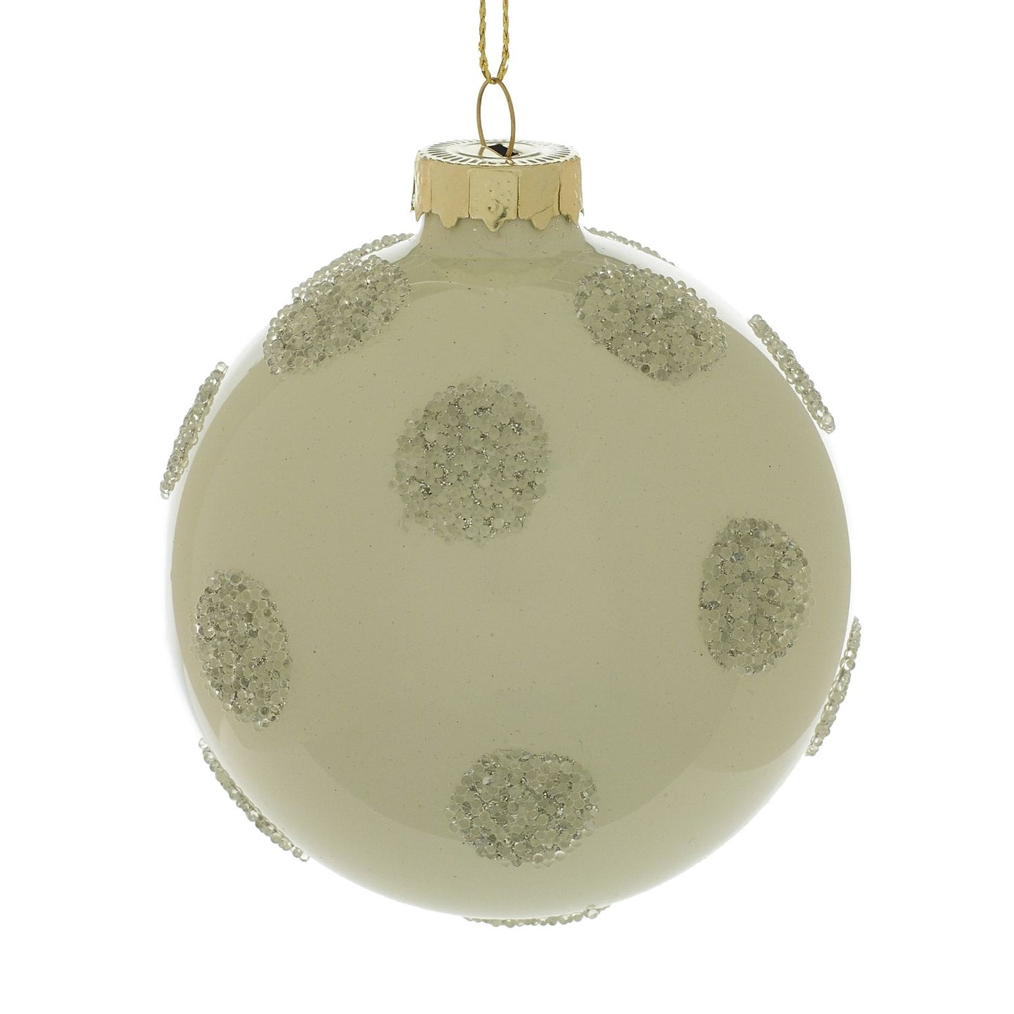 Polka Dot Glass Christmas Tree Ball Ornament (Silver, Set of 6)