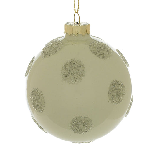 Polka Dot Glass Christmas Tree Ball Ornament (Silver, Set of 6)