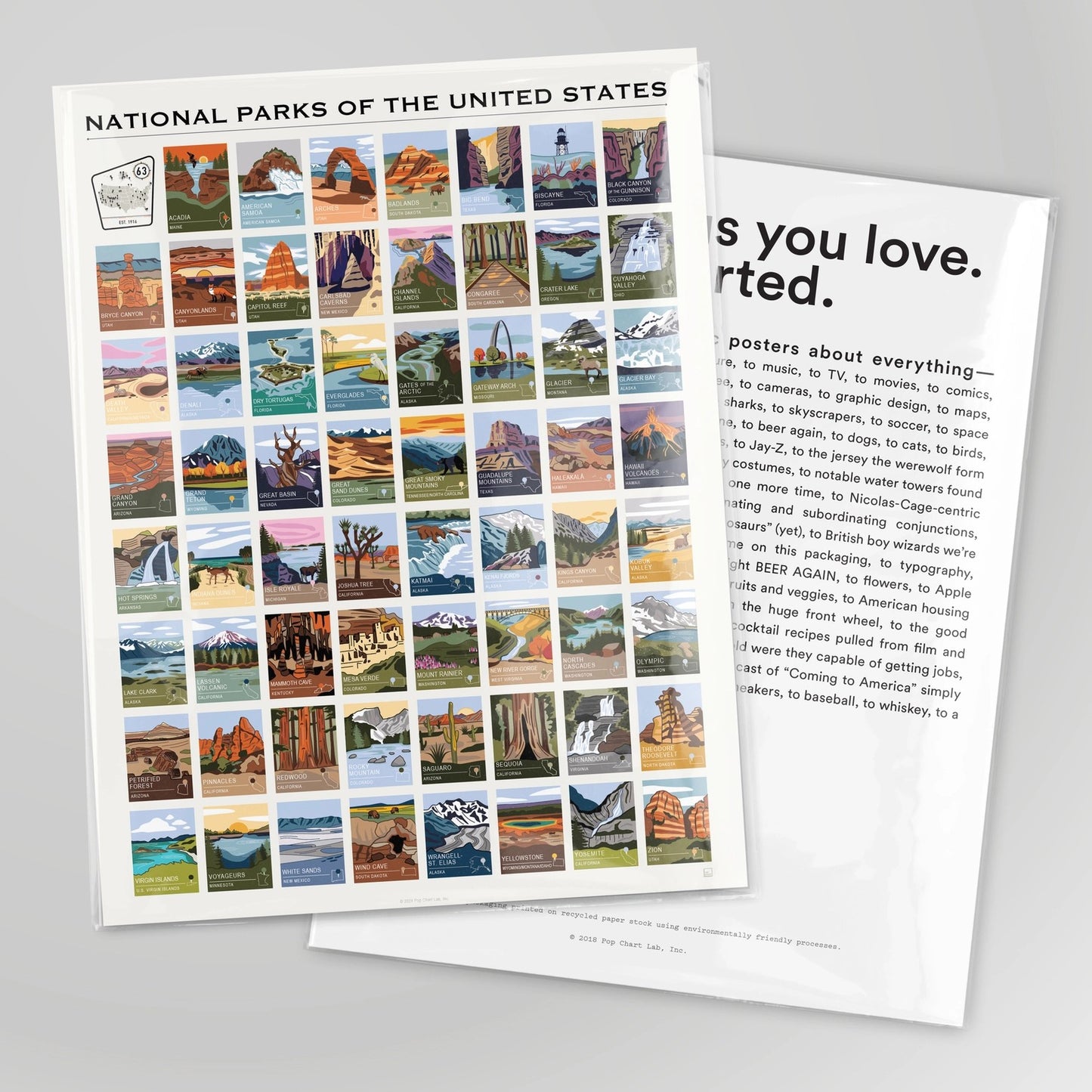 National Parks of the USA - 16" X 20" Art Print