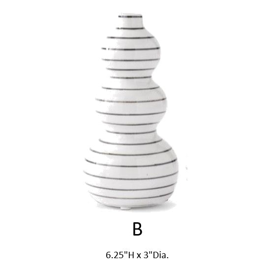 Porcelain White and Black Striped Budvase - B