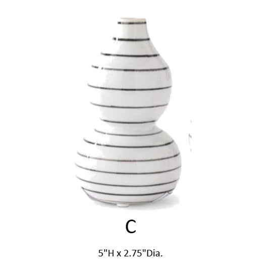 Porcelain White and Black Striped Budvase (C)