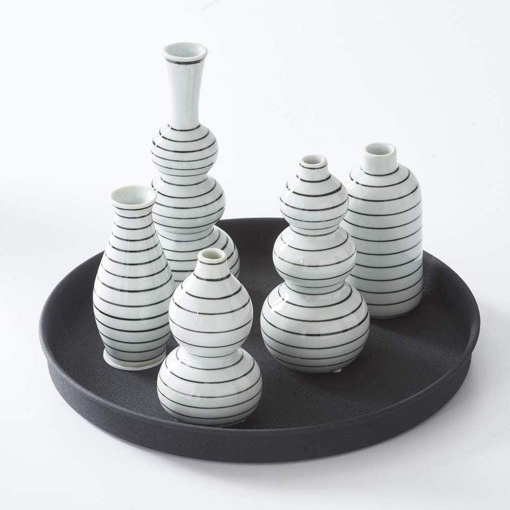 Porcelain White and Black Striped Budvase - B