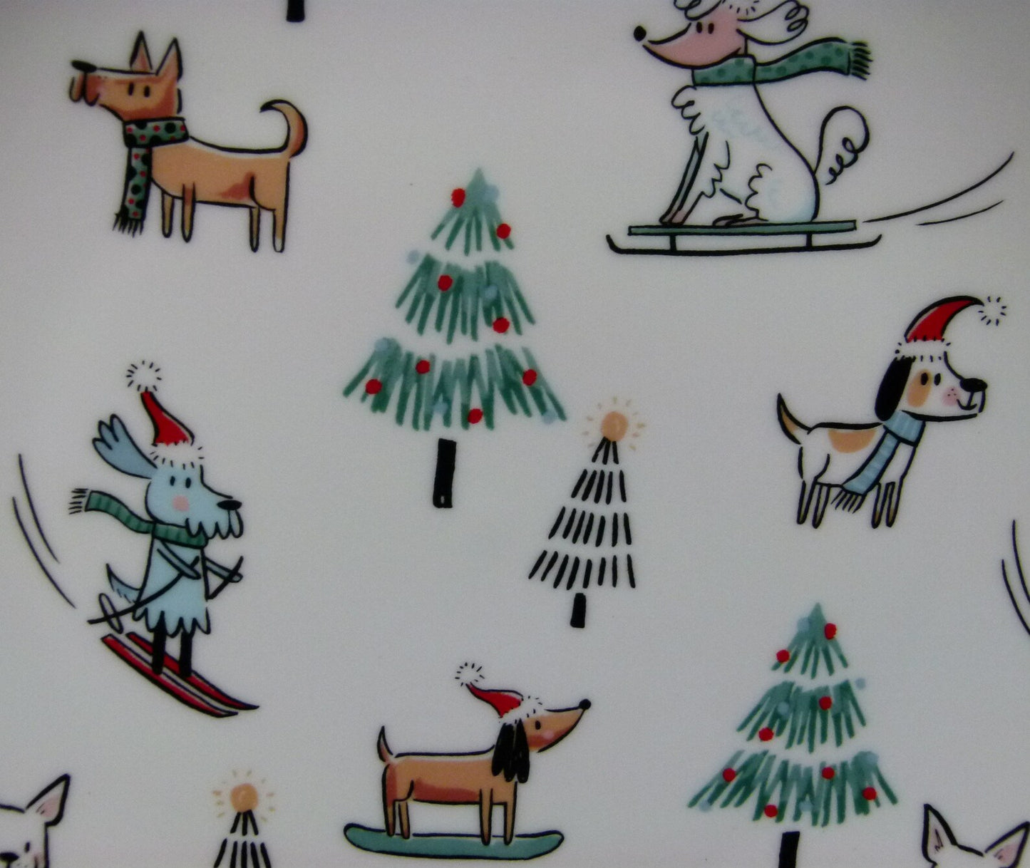 Pupski Winter Dog Skiing & Sledding Dish Plate (Set of 4)