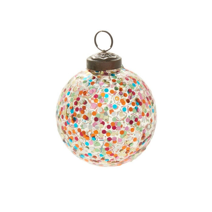 Glass Confetti Rainbow Glitter Christmas Tree Ornament (Small, Set of 6)