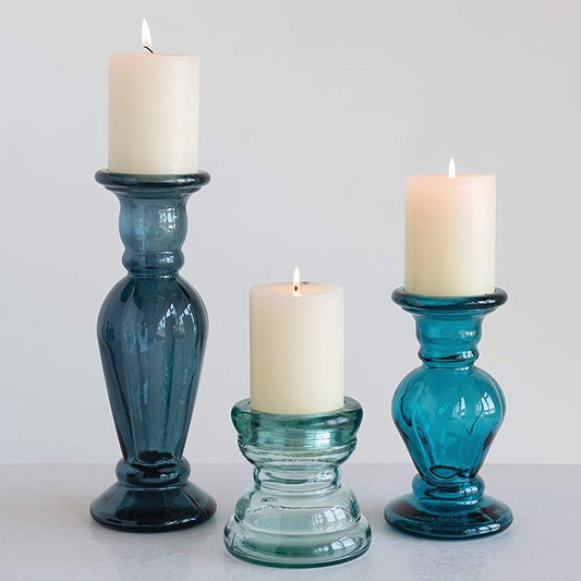 Recycled Glass Pillar Candle Holder