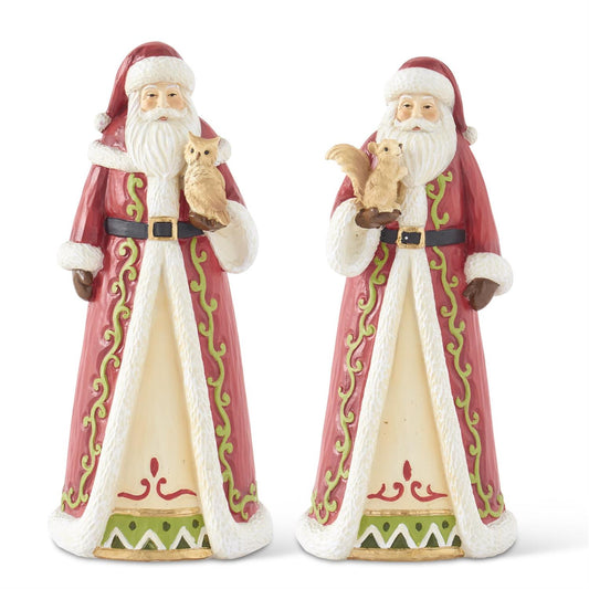Red, Cream & Green Woodland Santas (set of 2)
