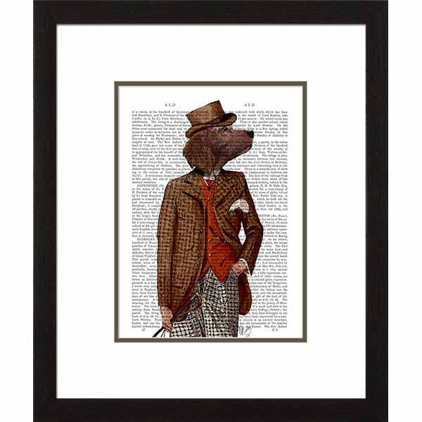 Whimsical Equestrian Red Setter Dog Rider Framed Art