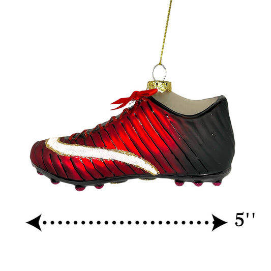 Red Soccer Sneaker Cleat Glass Christmas Tree Ornament
