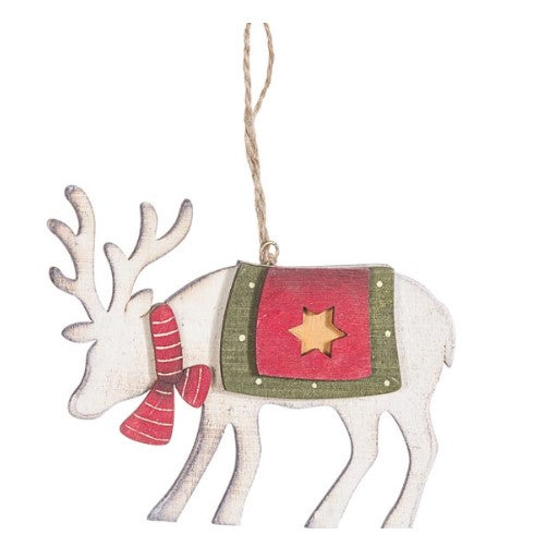 Wooden Reindeer Christmas Tree Ornament (wrss)