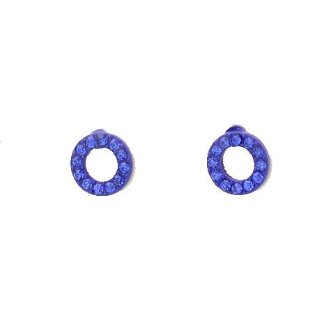 Sapphire Blue Rhinestone Open Circle Earrings