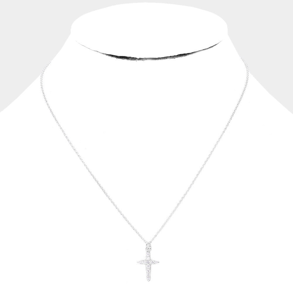 Rhinestone Cross Pendant Necklace | Salty Home
