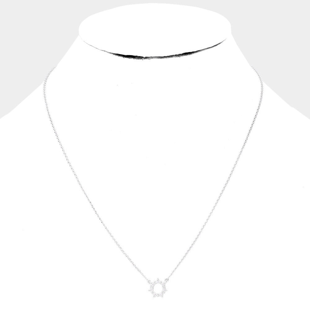 Metal Sun Pendant Necklace (assorted finishes)