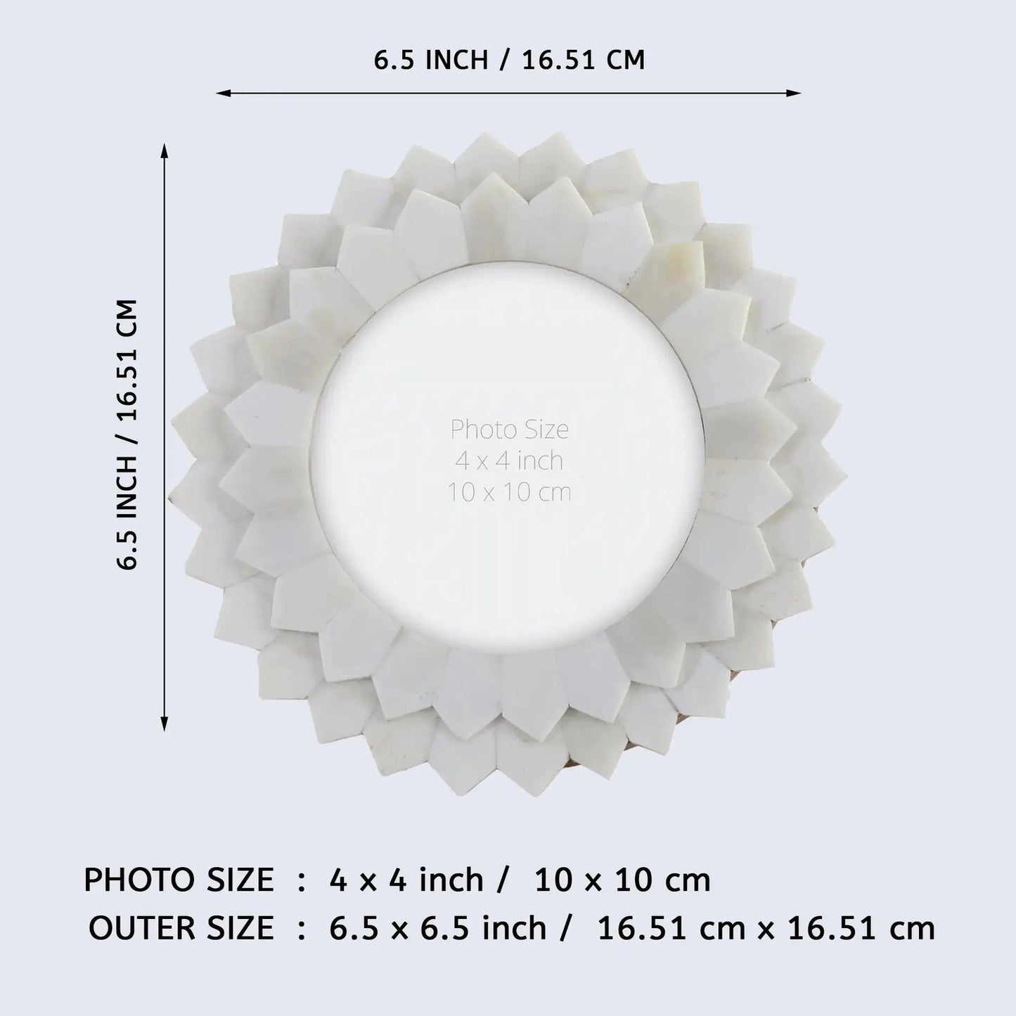 White Round Inlay Picture Frame (4 x 4)