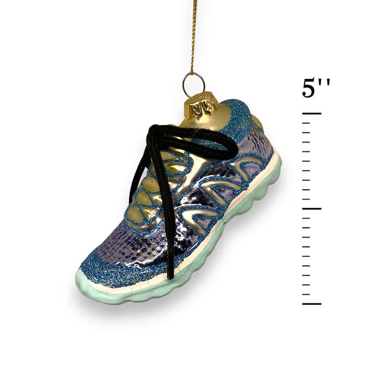 Running Shoe Sneaker Glass Christmas Tree Ornament