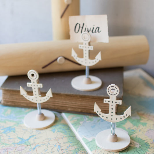 Nautical Anchor Place Card Holder Set