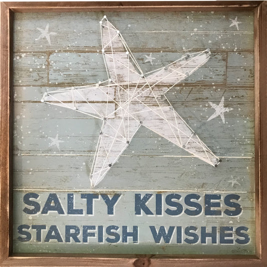 Salty Kisses Starfish Wishes String Art Box Sign