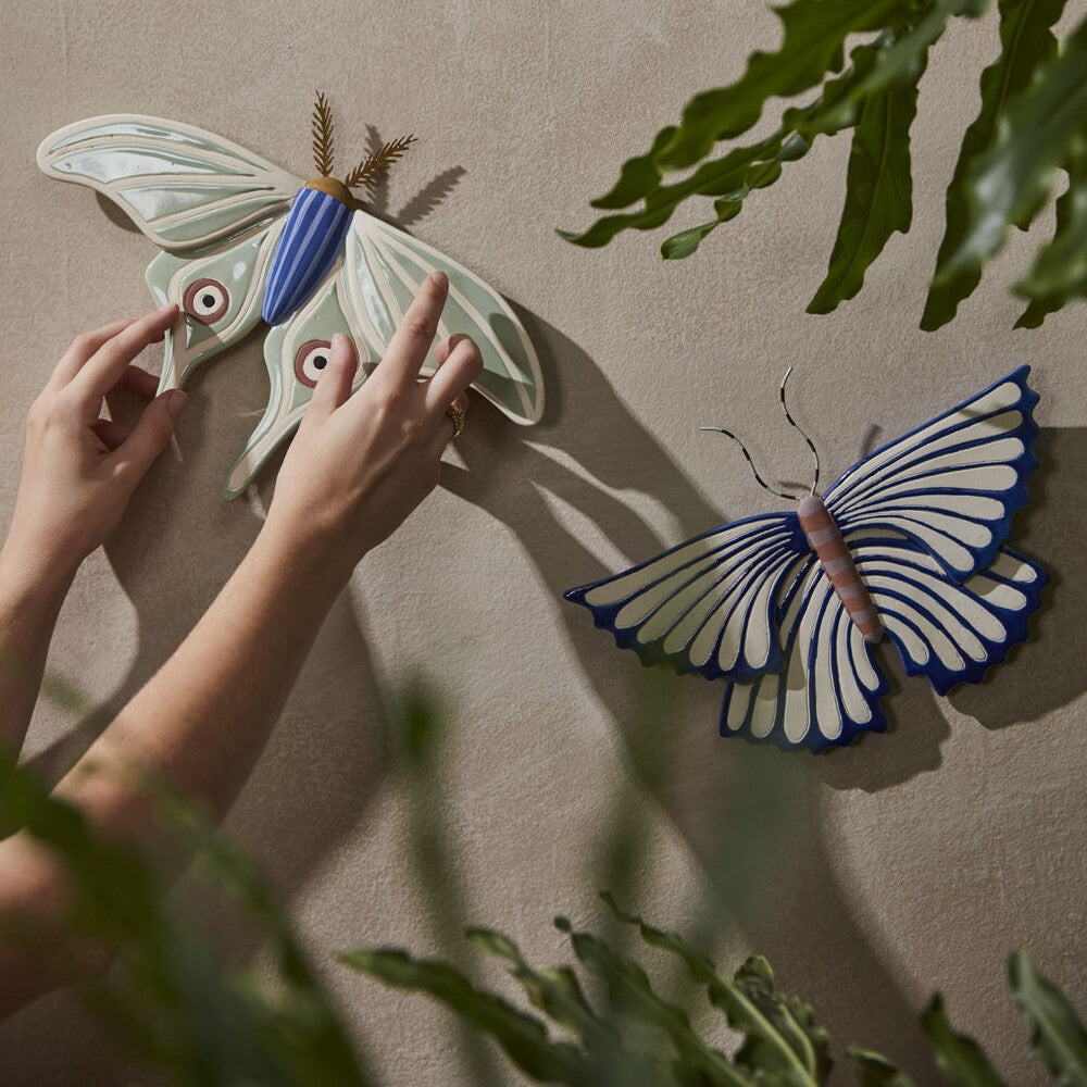 Sculpted Moth Wall Art (White Green Butterfly)
