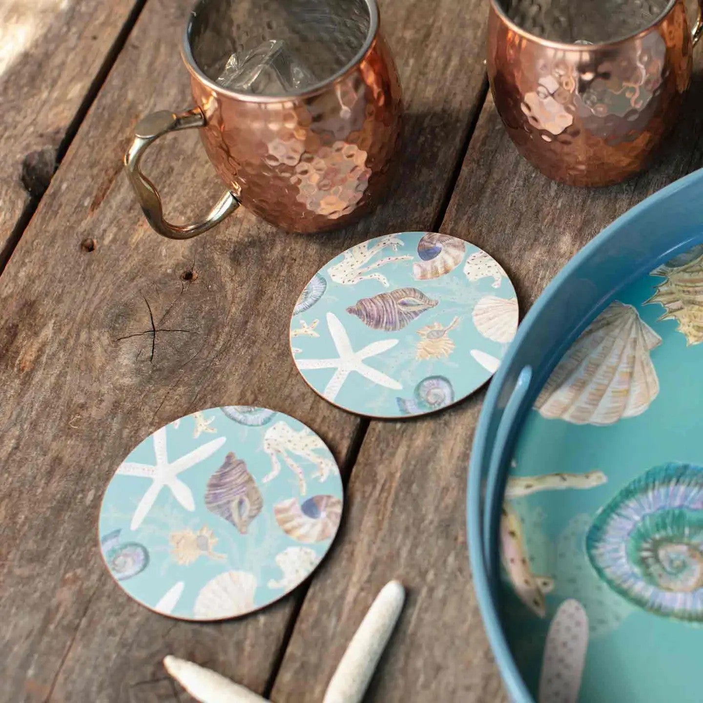 Sea Treasures Round Coasters, Set of 4