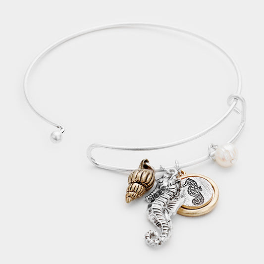 Seahorse Pearl Charm Bracelet