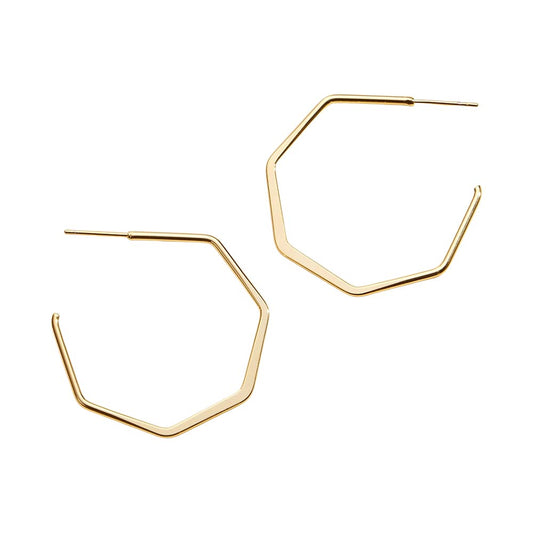 18K Dipped Geometric Open Hexagon Hoop Earrings