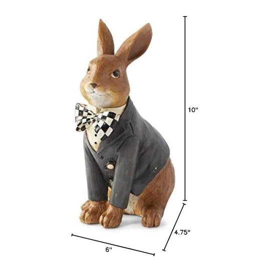 Sitting Bunny Rabbit with Harlequin Bow Tie