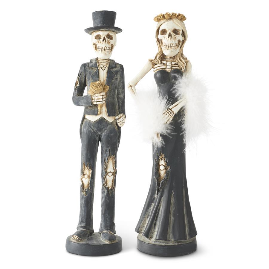 Skeleton Man & Lady Couple Taper Candleholder Set