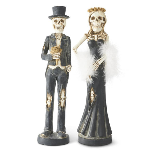 Skeleton Man & Lady Couple Taper Candleholder Set