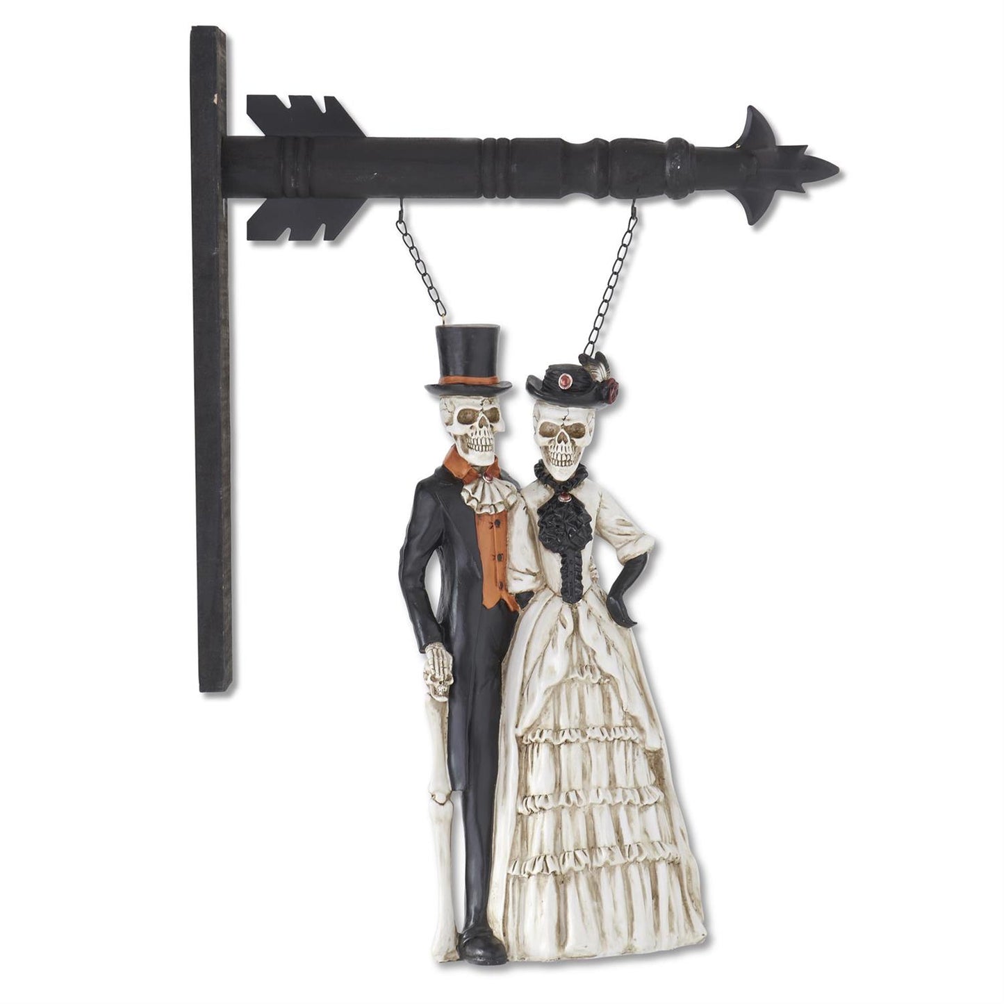Formal Dressed Skeleton Couple Hanging Arrow Replacement Sign