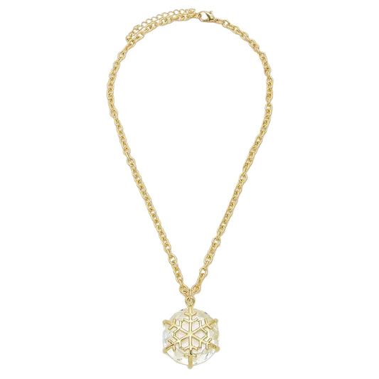 Layered snowflake pendant necklace adds festive sparkle and winter charm. Perfect for holiday layering or gifting, bringing elegance to any outfit.