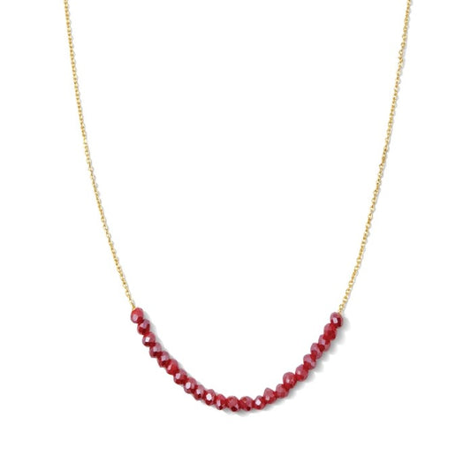 Delicate Crystal Accented Gold Necklace (Cranberry)