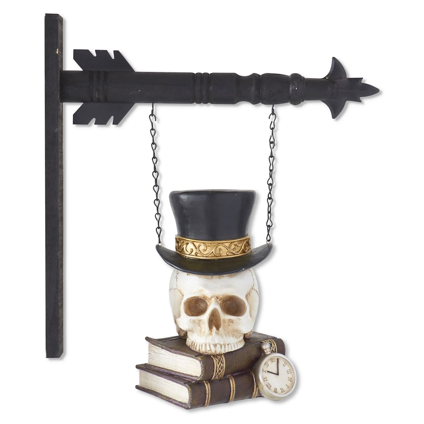 Halloween Stacked Books with Skull Hanging Arrow Replacement Sign
