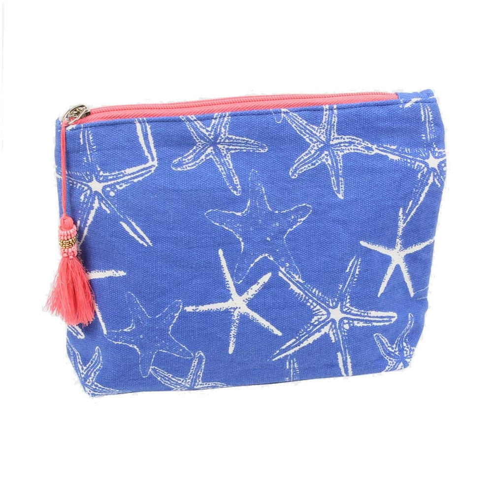 Starfish Sealife Coastal Beach Tassel Pouch/Cosmetic/Clutch Bag Purse