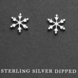 Sterling Silver Rhinestone Snowflake Earrings