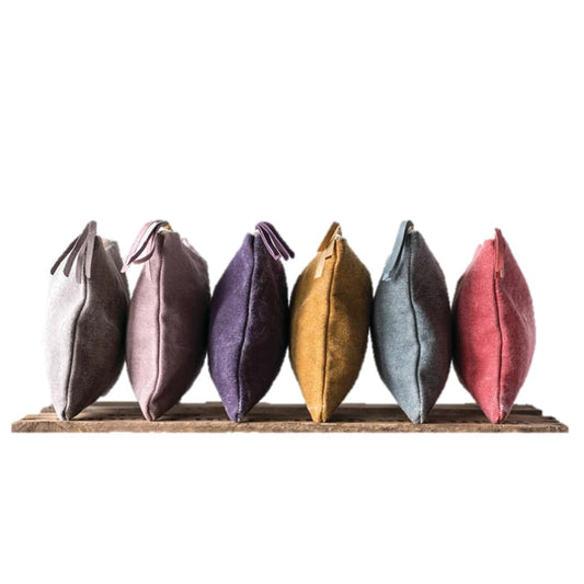 Stonewashed Canvas with Leather Tassel Zippered Bag (assorted colors)