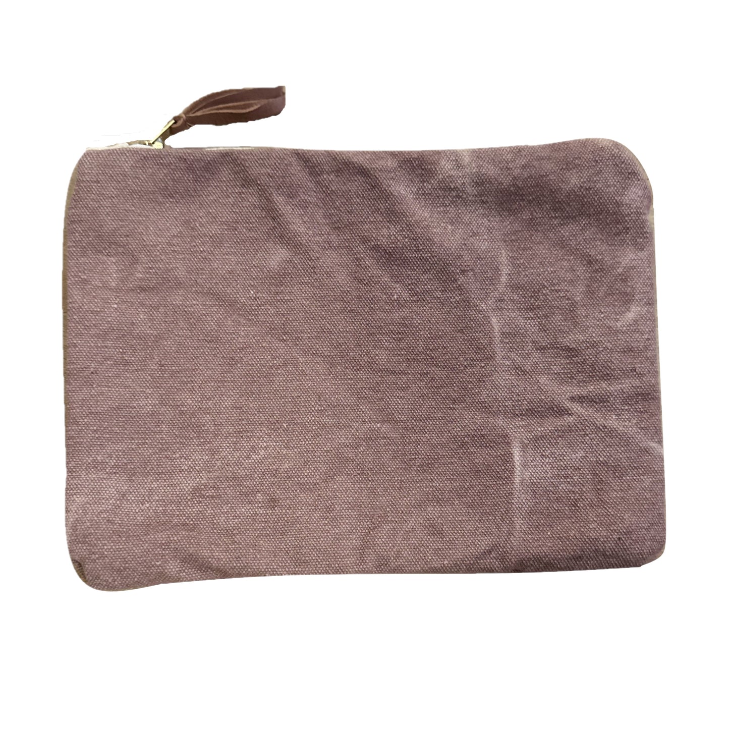 Stonewashed Canvas with Leather Tassel Zippered Bag (assorted colors)