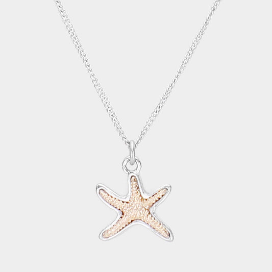 Textured Metal Starfish Pendant Necklace