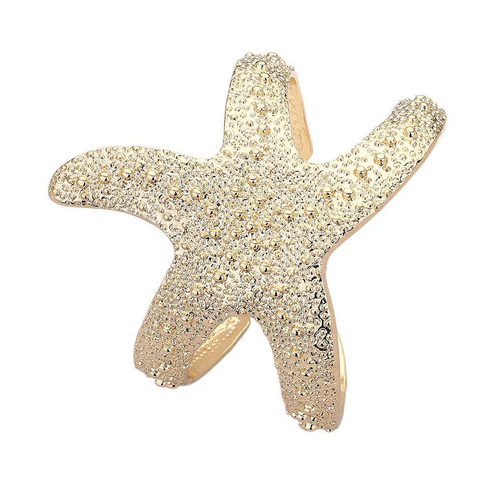 Textured Metal Starfish Wrap Cuff Bracelet (assorted colors)